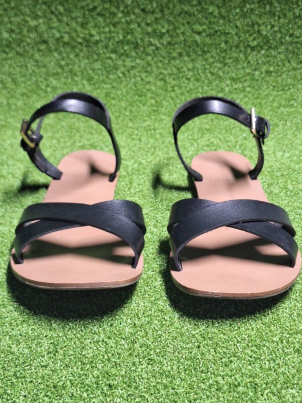J. Crew Black Leather Crisscross Ankle-Strap Sandals